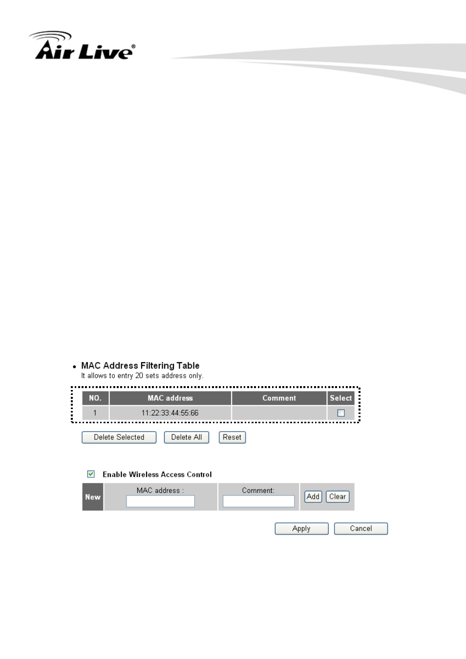 Wireless access control | AirLive WN-350R User Manual | Page 108 / 176