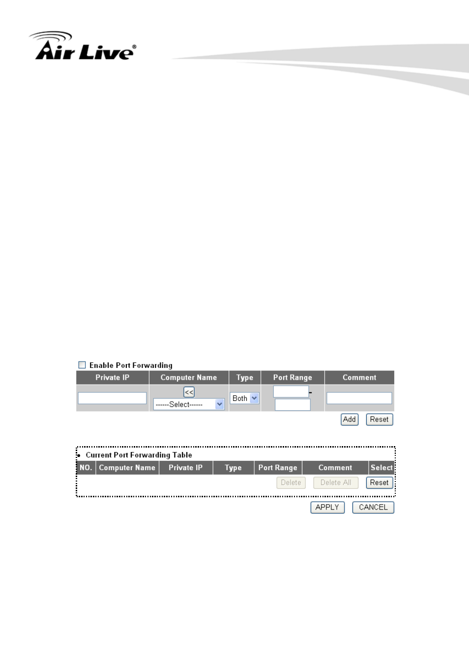 Port forwarding | AirLive WN-350R User Manual | Page 124 / 176