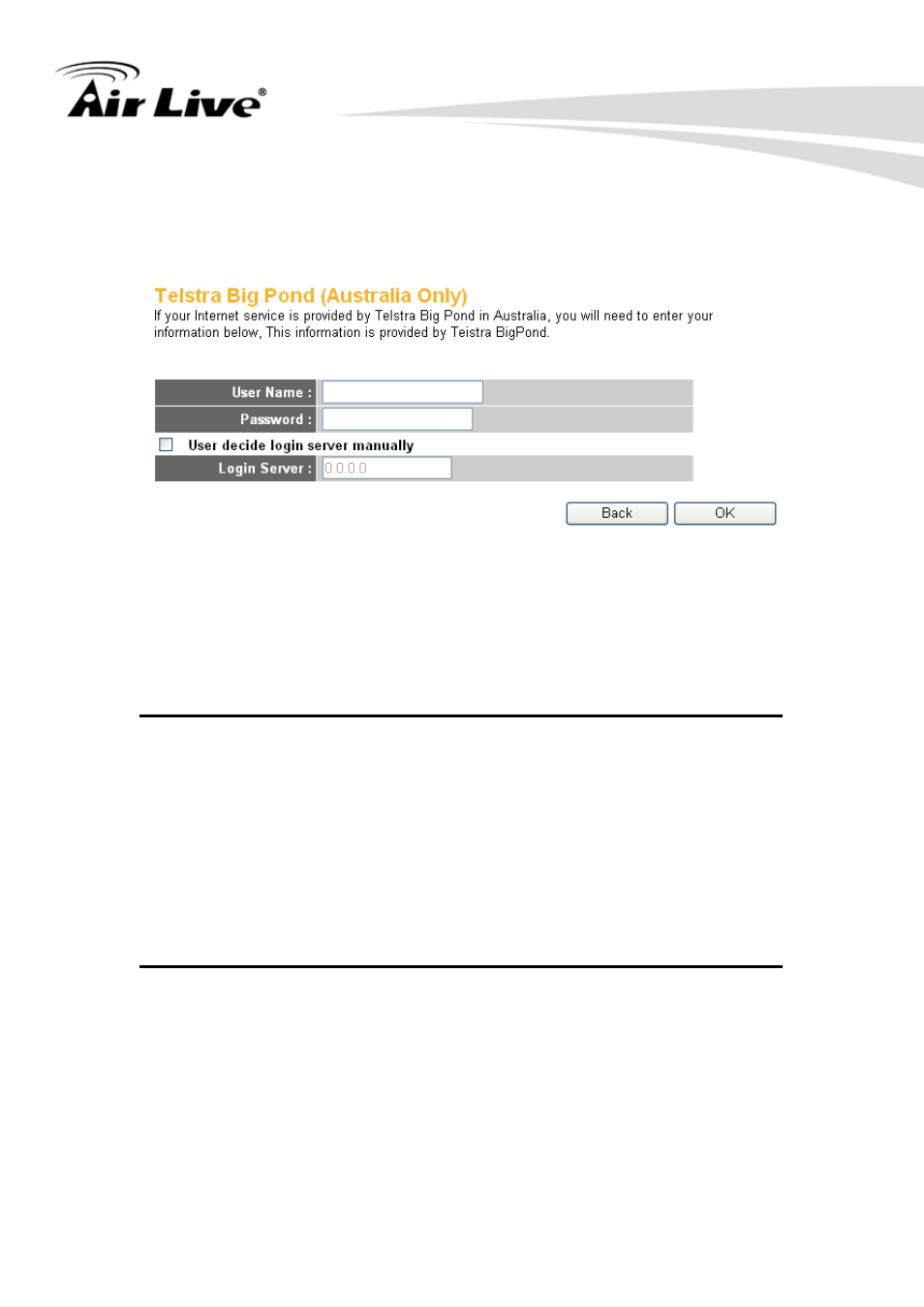 Setup procedure for ‘telstra big pond | AirLive WN-350R User Manual | Page 45 / 176