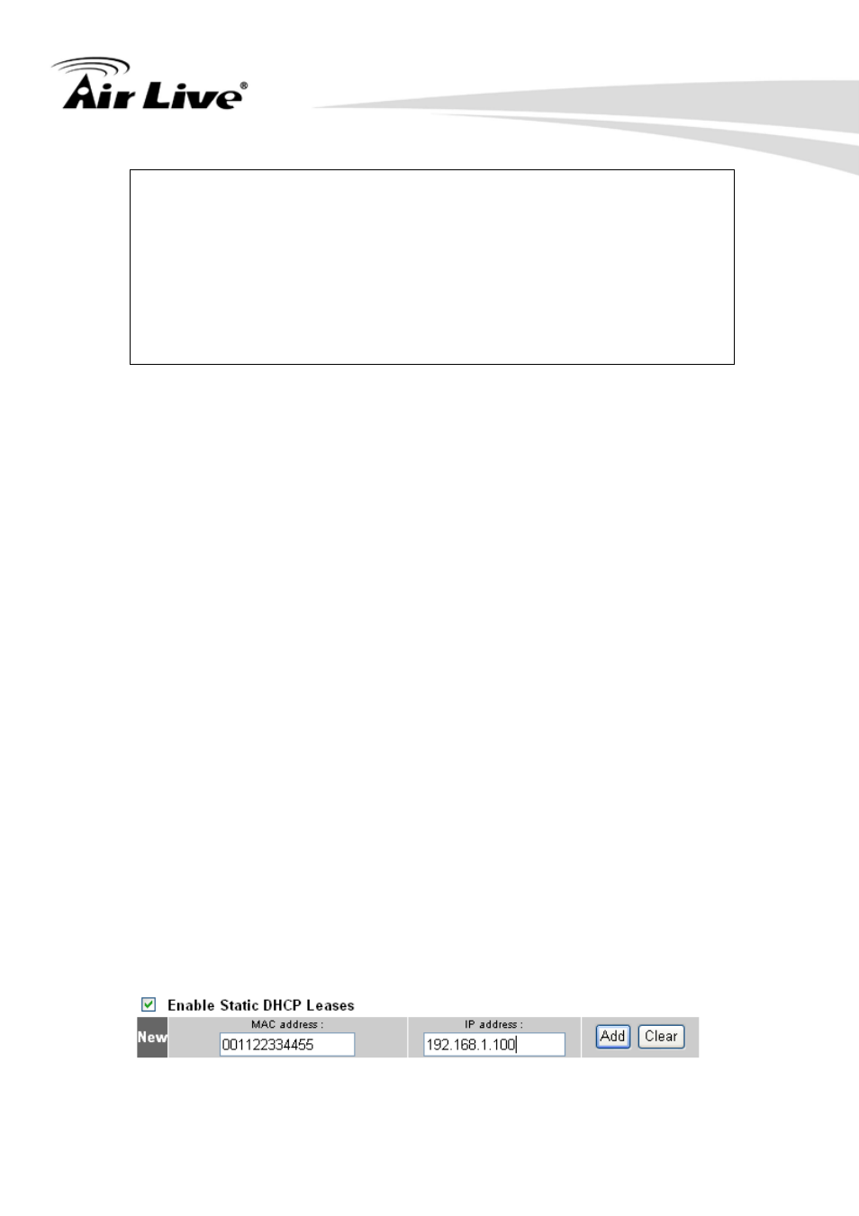 Static dhcp leases table | AirLive WN-350R User Manual | Page 81 / 176
