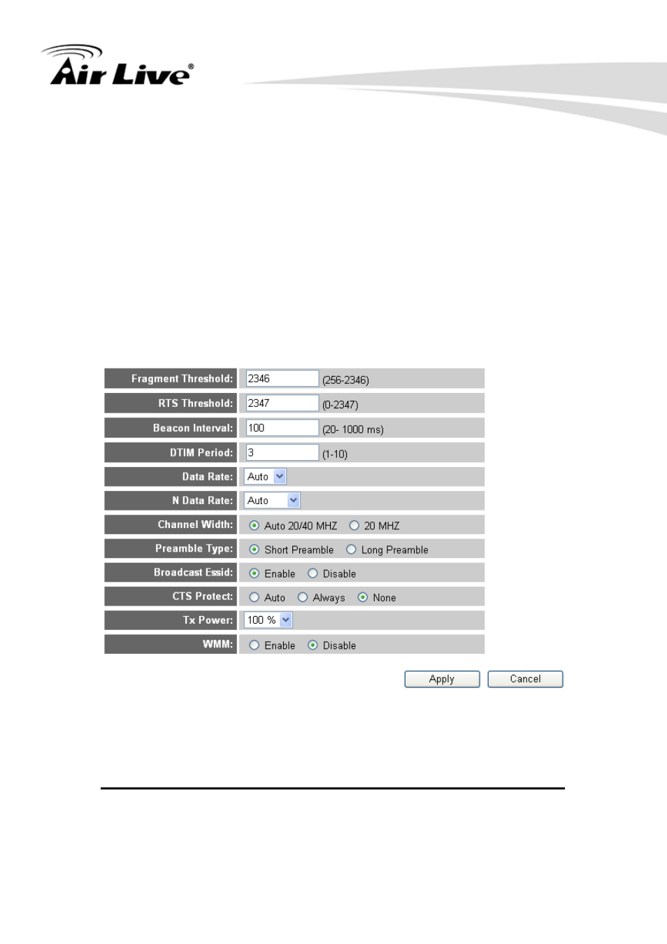 Advanced wireless settings | AirLive WN-350R User Manual | Page 98 / 176