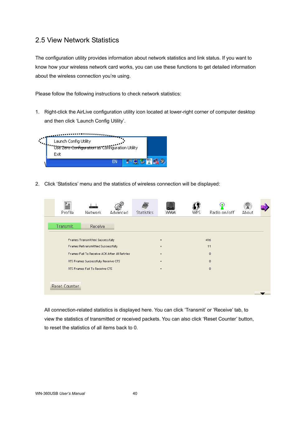 5 view network statistics | AirLive WN-360USB User Manual | Page 45 / 62