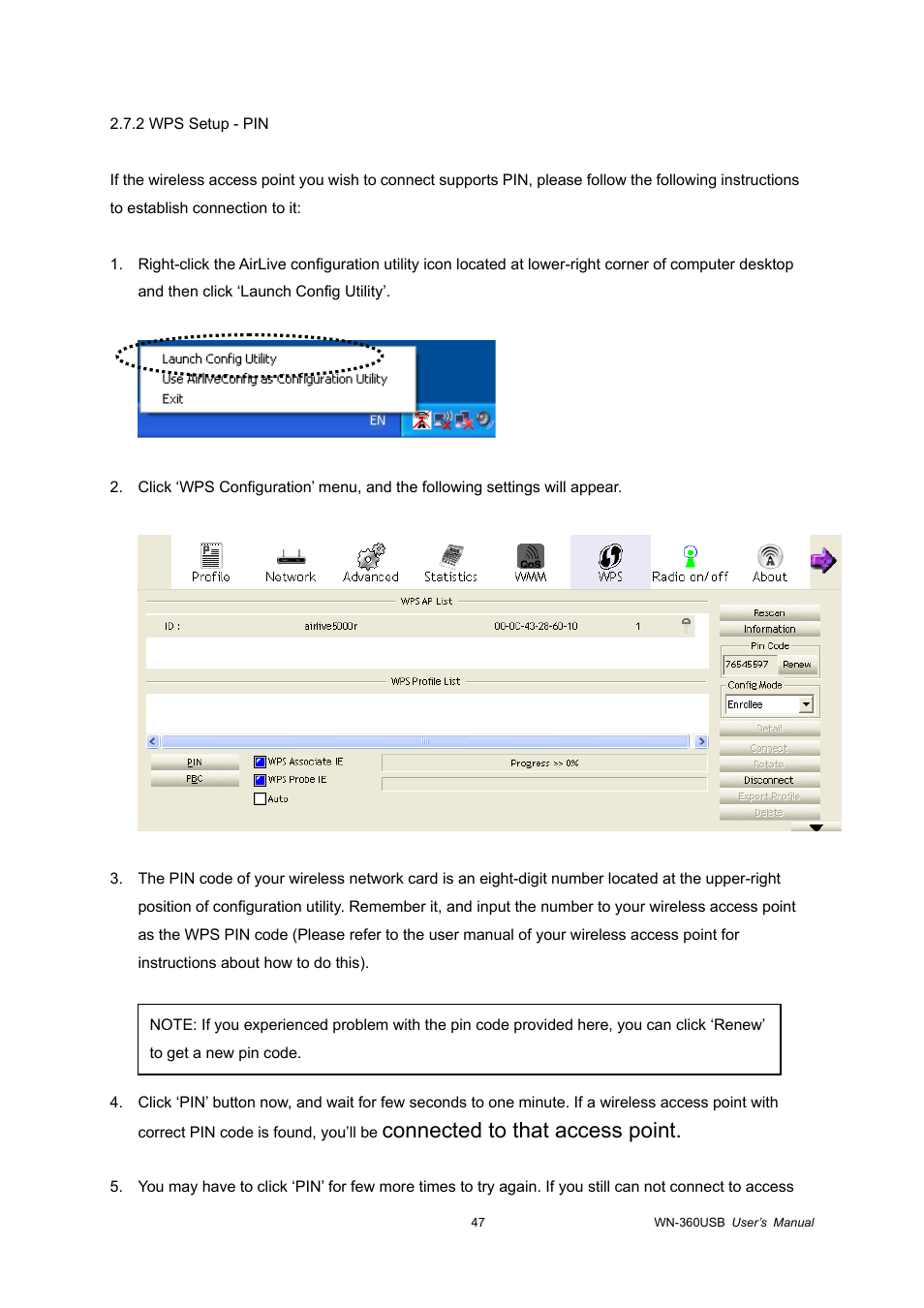 Connected to that access point | AirLive WN-360USB User Manual | Page 52 / 62