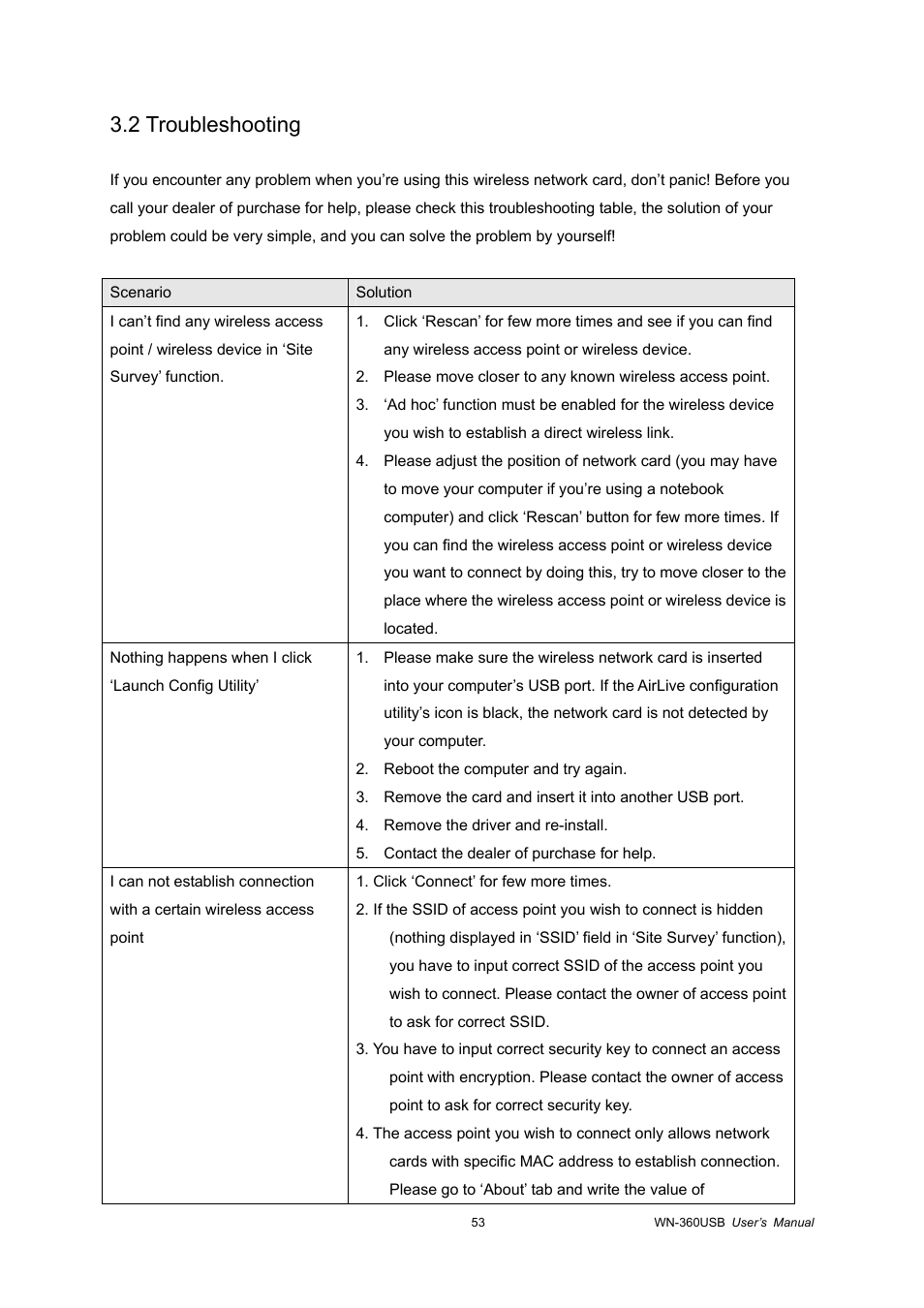 2 troubleshooting | AirLive WN-360USB User Manual | Page 58 / 62