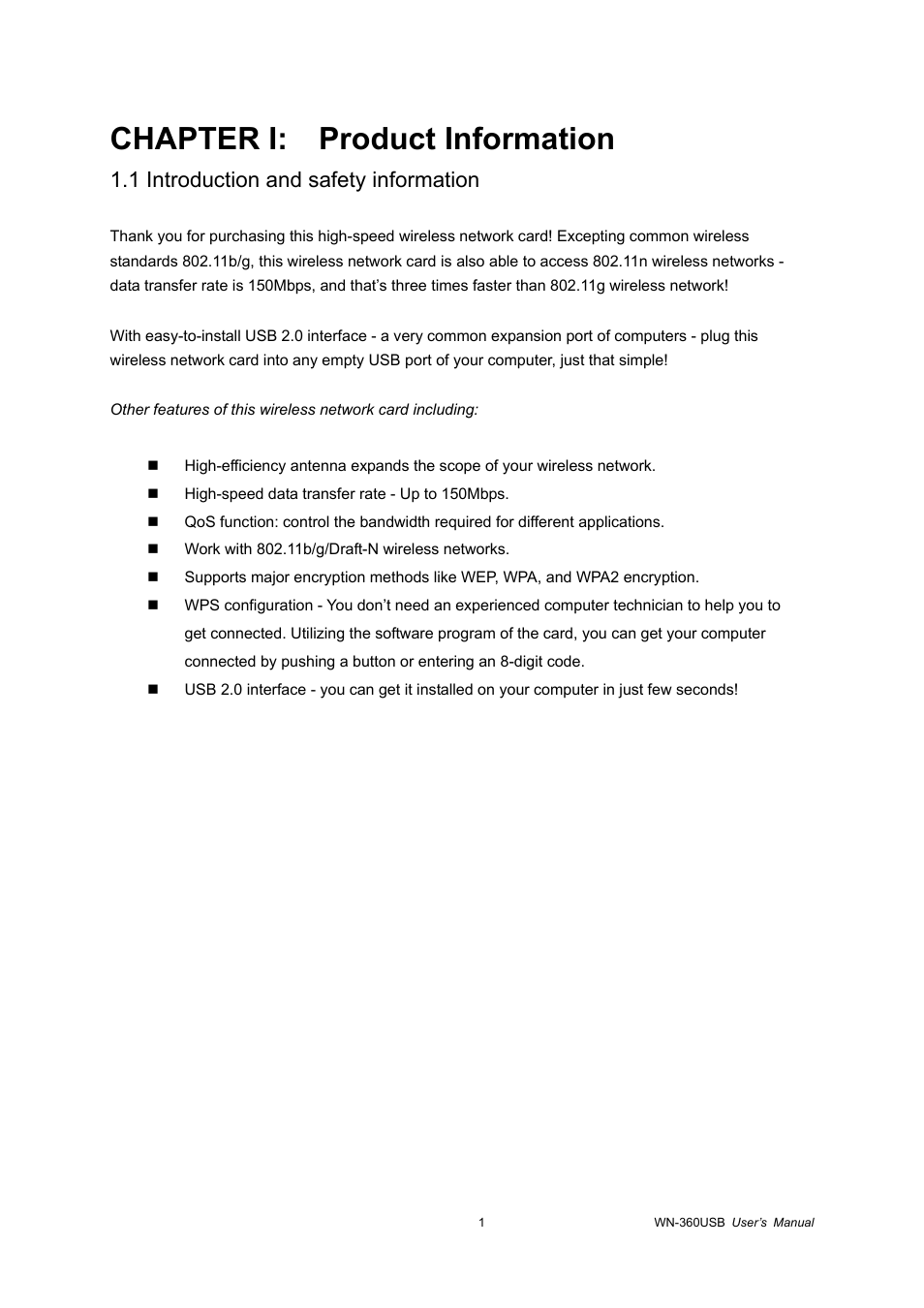 Chapter i: product information, 1 introduction and safety information | AirLive WN-360USB User Manual | Page 6 / 62