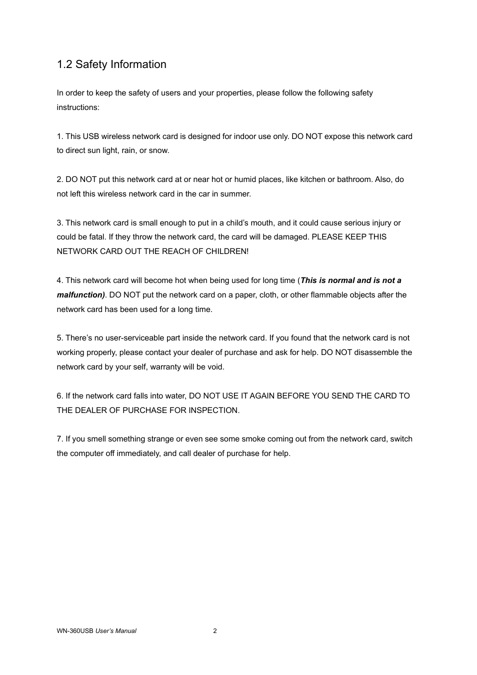 2 safety information | AirLive WN-360USB User Manual | Page 7 / 62