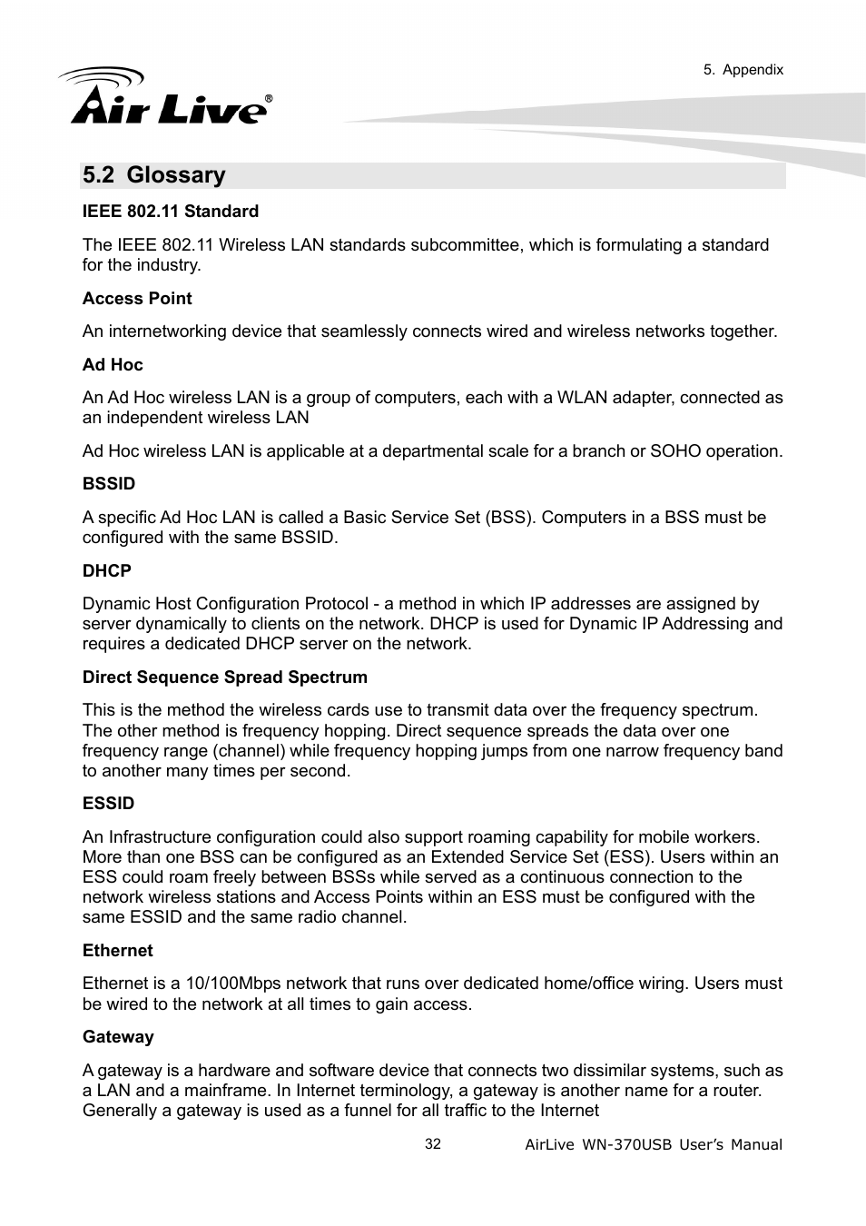 2 glossary | AirLive WN-370USB User Manual | Page 36 / 40