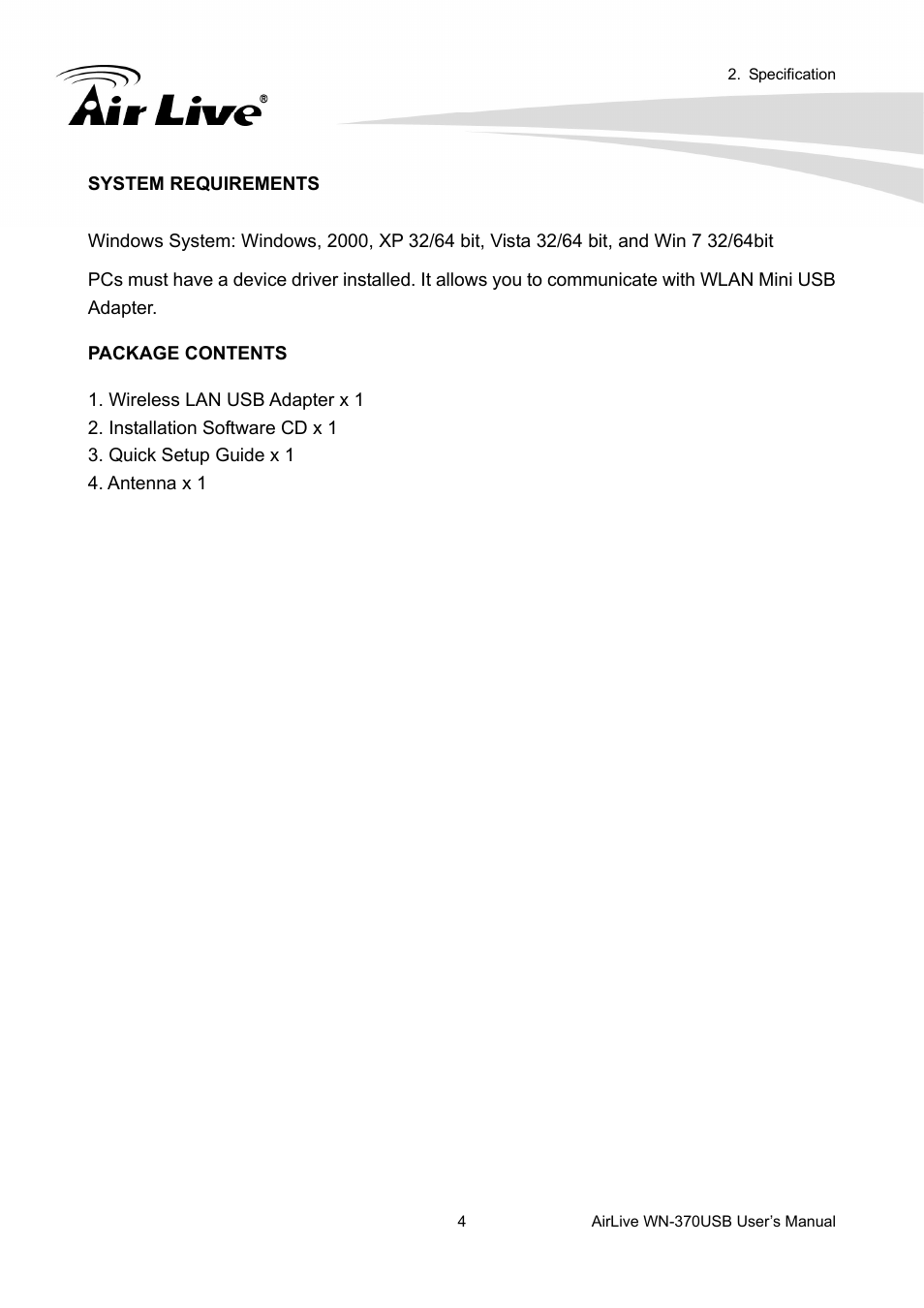 AirLive WN-370USB User Manual | Page 8 / 40