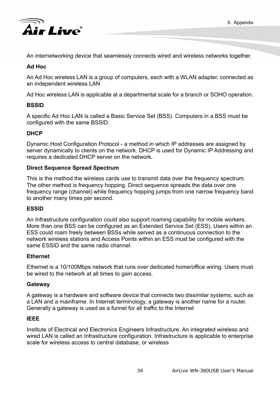 AirLive WN-380USB User Manual | Page 38 / 42