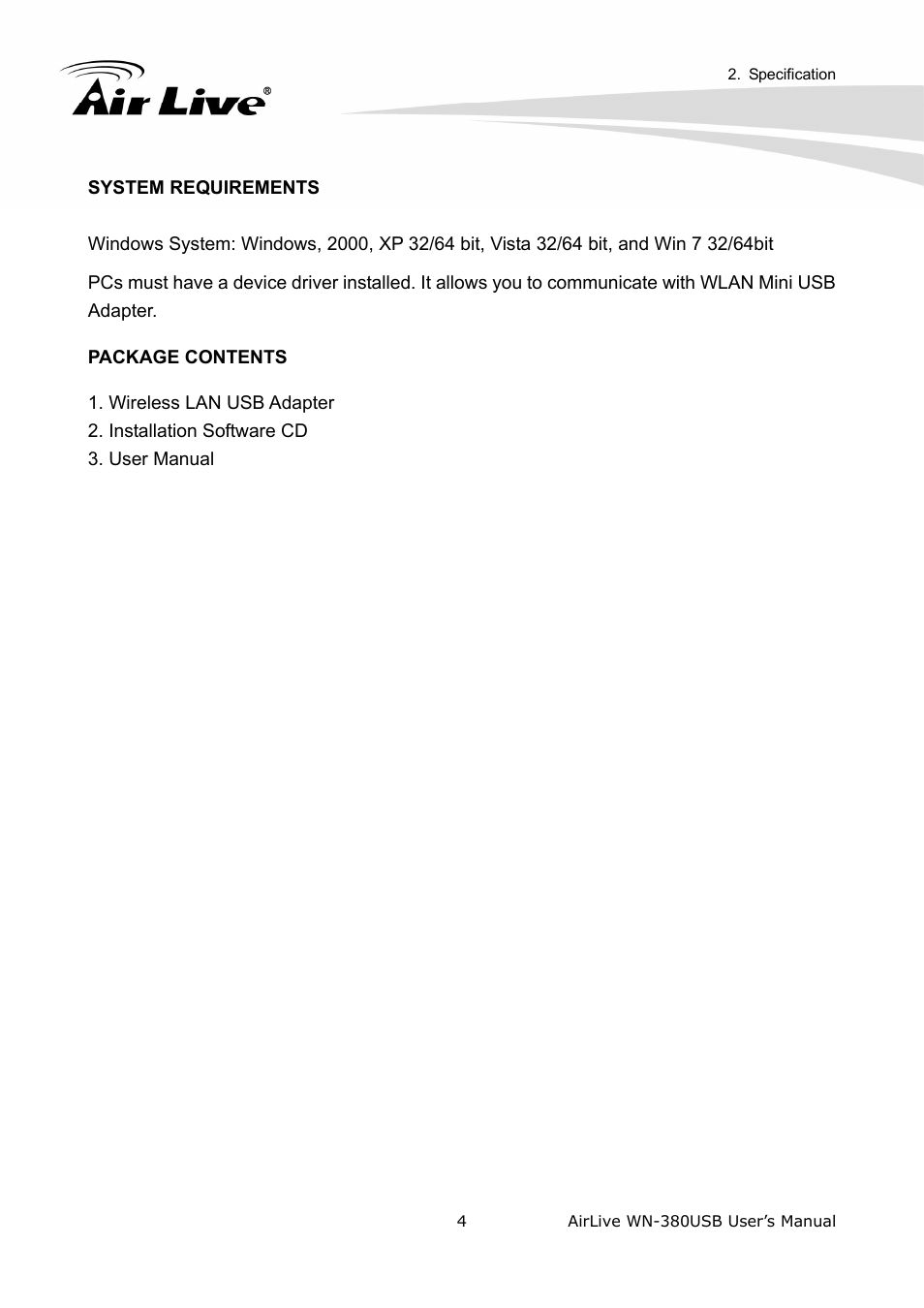 AirLive WN-380USB User Manual | Page 8 / 42