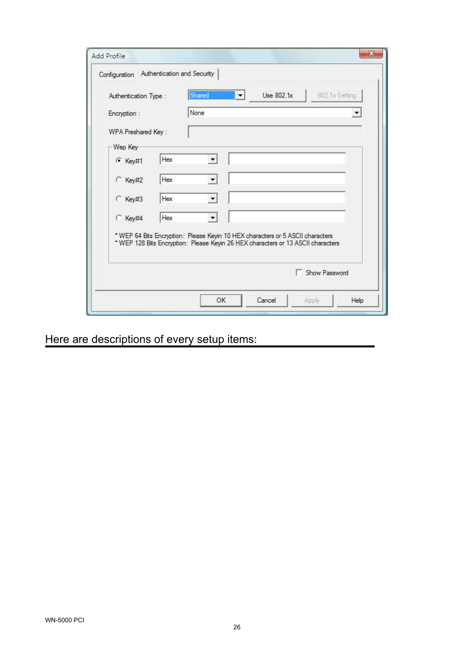 Here are descriptions of every setup items | AirLive WN-5000PCI User Manual | Page 29 / 50