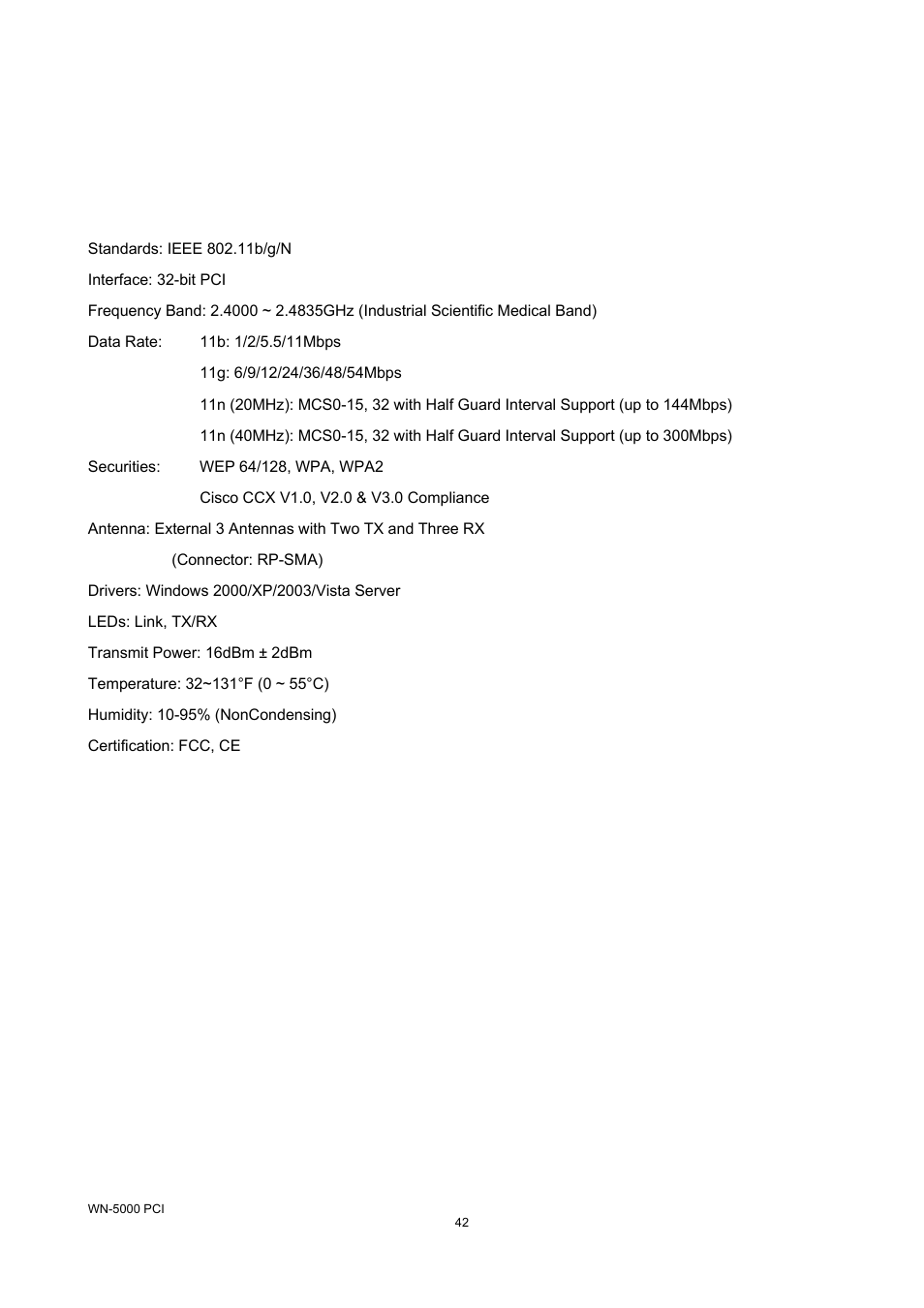 Chapter 3: appendix, 1 hardware specification | AirLive WN-5000PCI User Manual | Page 45 / 50