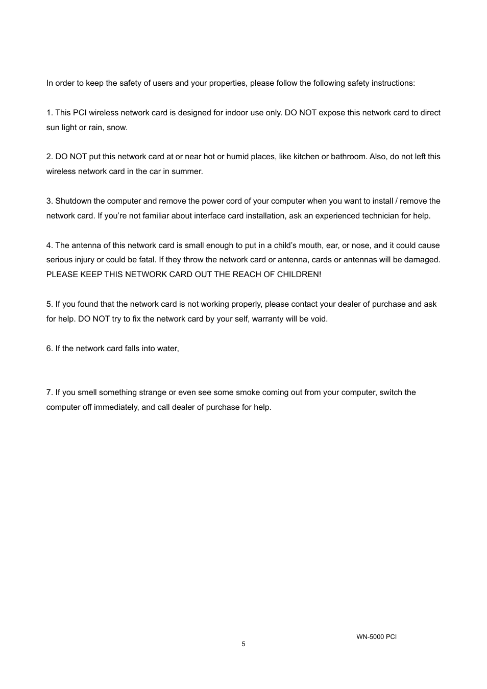 2 safety information | AirLive WN-5000PCI User Manual | Page 8 / 50