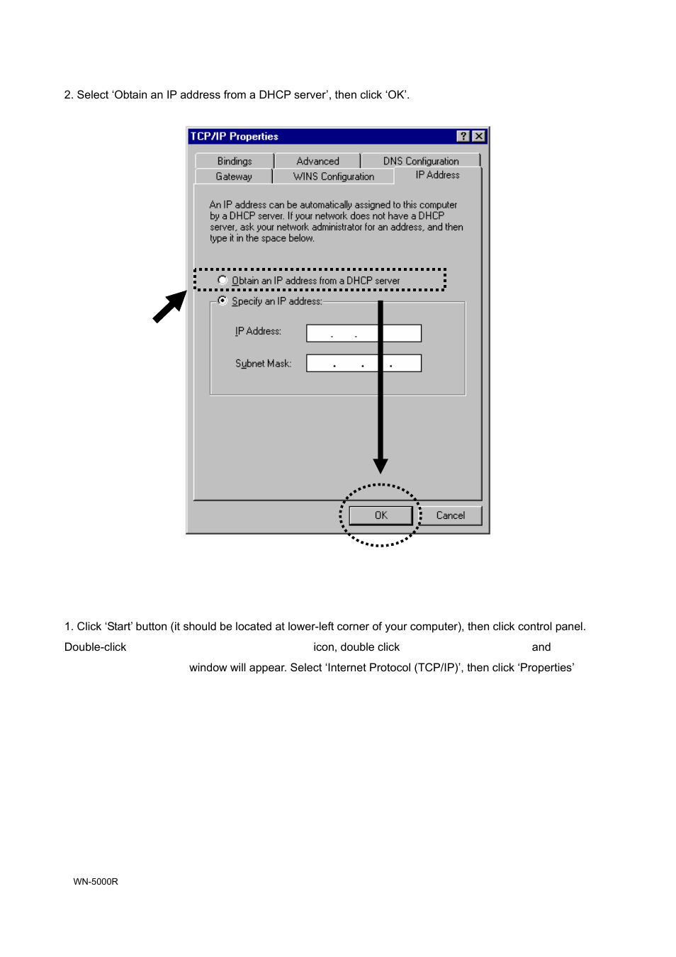 2-2windows 2000 ip address setup | AirLive WN-5000R User Manual | Page 15 / 107
