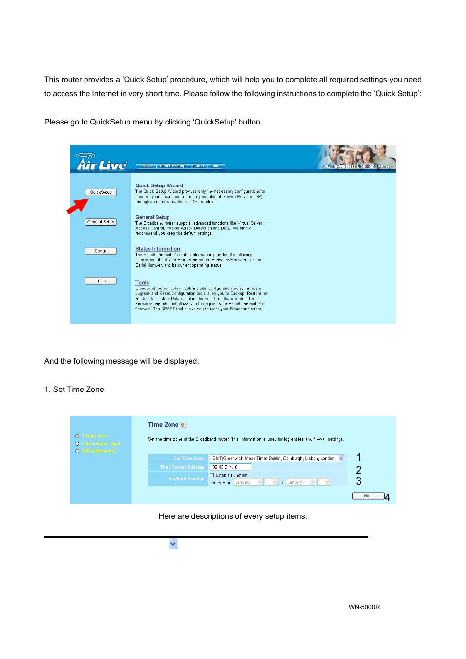 3 using ‘quick setup | AirLive WN-5000R User Manual | Page 24 / 107