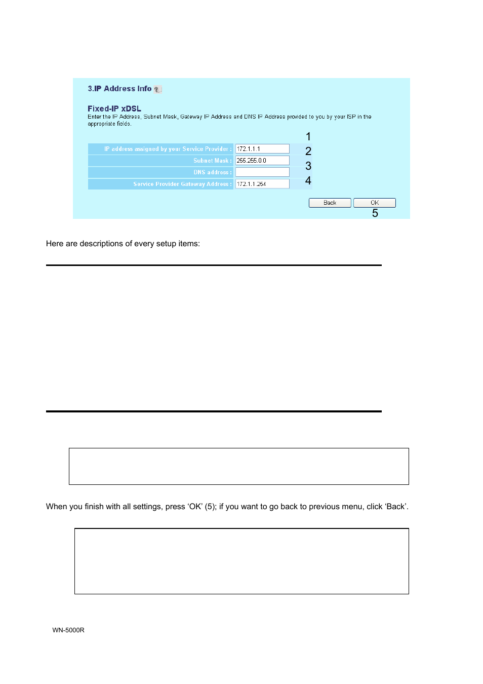 3-2 setup procedure for ‘fixed-ip xdsl | AirLive WN-5000R User Manual | Page 27 / 107