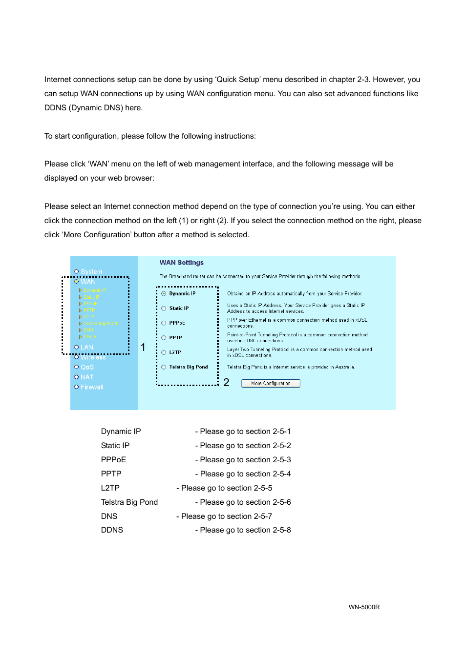 5 setup internet connection (wan setup) | AirLive WN-5000R User Manual | Page 38 / 107