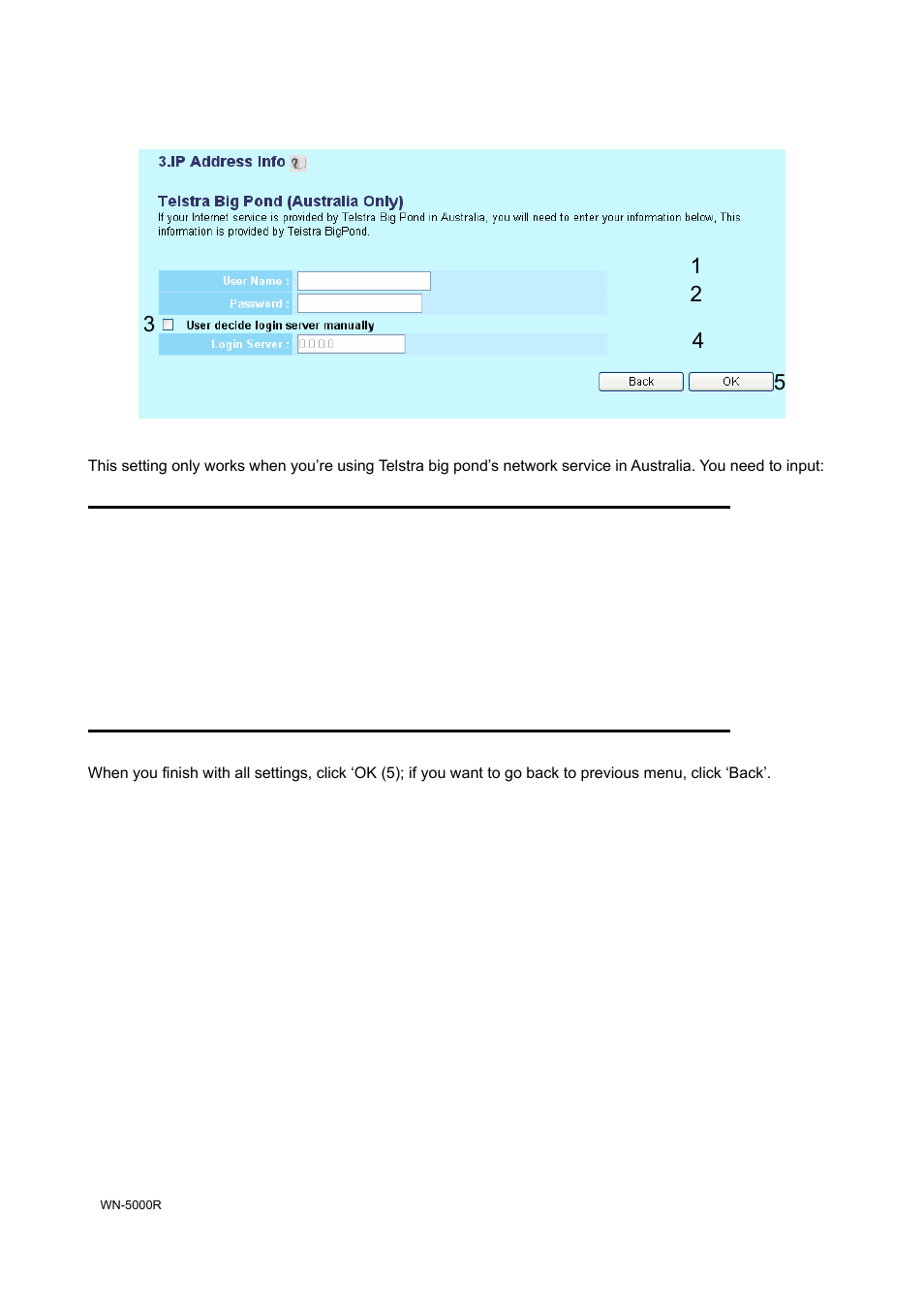 5-6 setup procedure for ‘telstra big pond | AirLive WN-5000R User Manual | Page 45 / 107