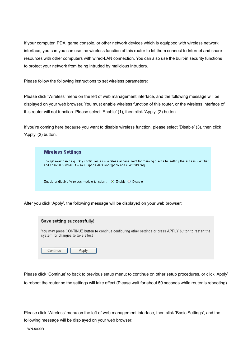7 wireless lan configuration, 7-1 basic wireless settings | AirLive WN-5000R User Manual | Page 53 / 107