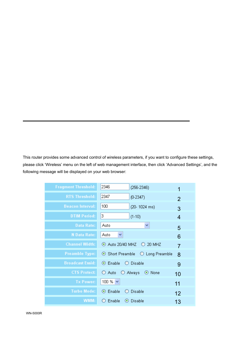 7-2 advanced wireless settings | AirLive WN-5000R User Manual | Page 59 / 107