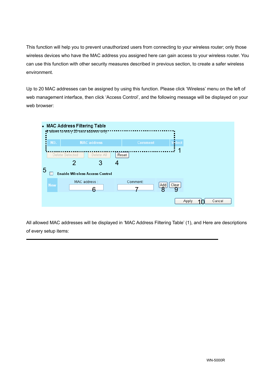 7-4 wireless access control | AirLive WN-5000R User Manual | Page 66 / 107