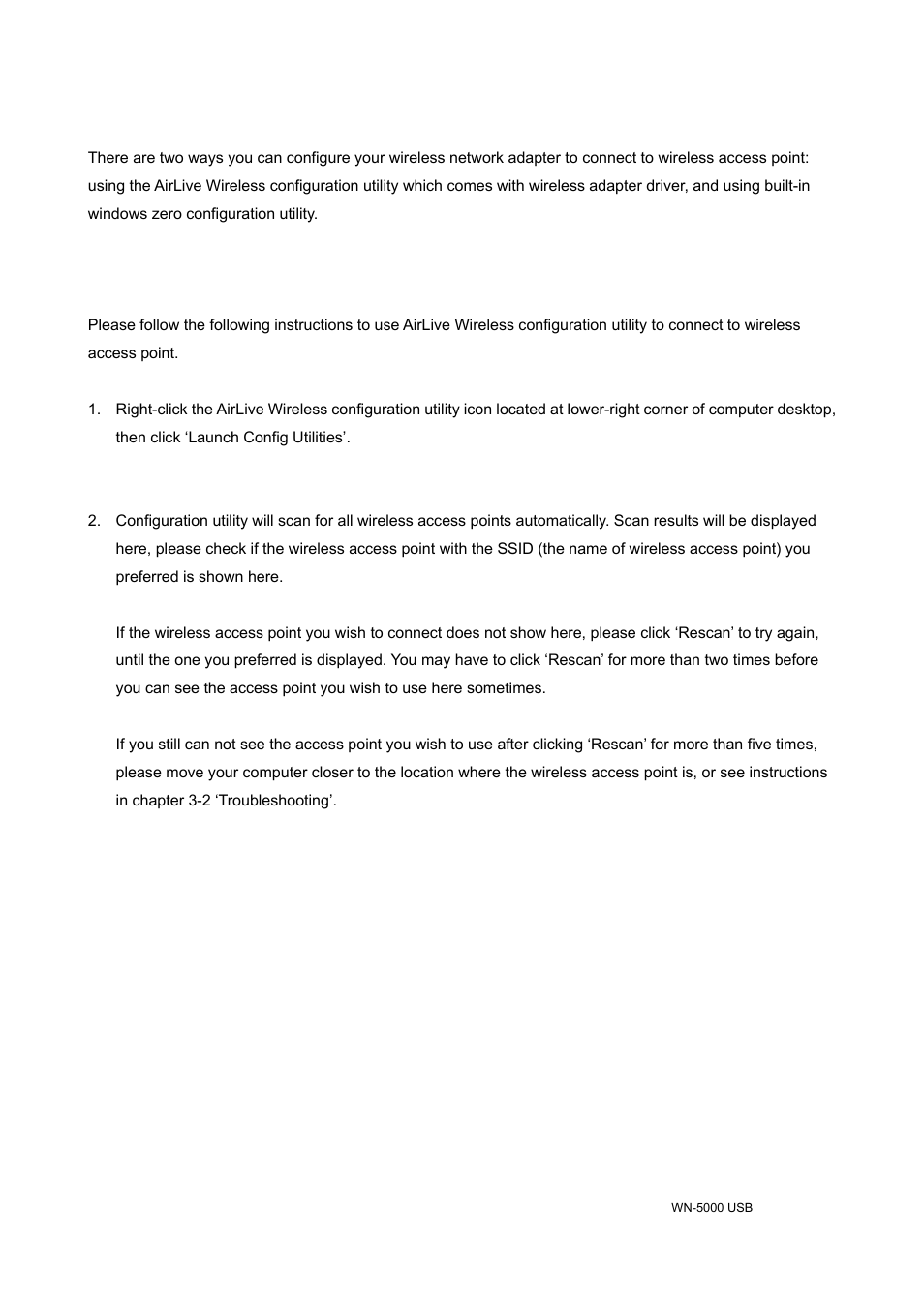 2 connect to wireless access point, 2-1 using airlive wireless utility, Using airlive wireless utility | AirLive WN-5000R-USB v2 User Manual | Page 14 / 47
