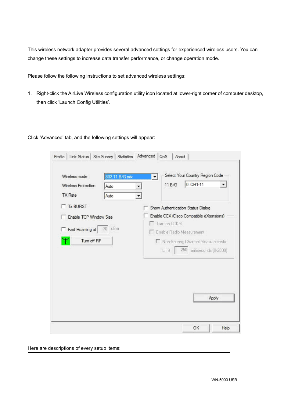 5 advanced settings, Advanced settings | AirLive WN-5000R-USB v2 User Manual | Page 36 / 47