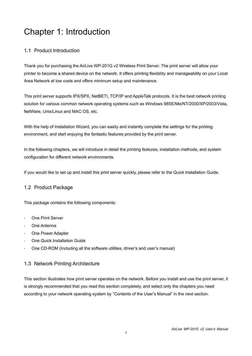 Chapter 1: introduction | AirLive WP-201G V2 User Manual | Page 9 / 97