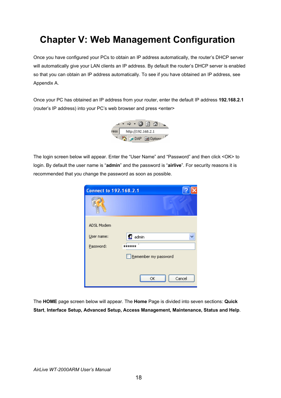 Chapter v: web management configuration | AirLive WT-2000ARM User Manual | Page 23 / 65