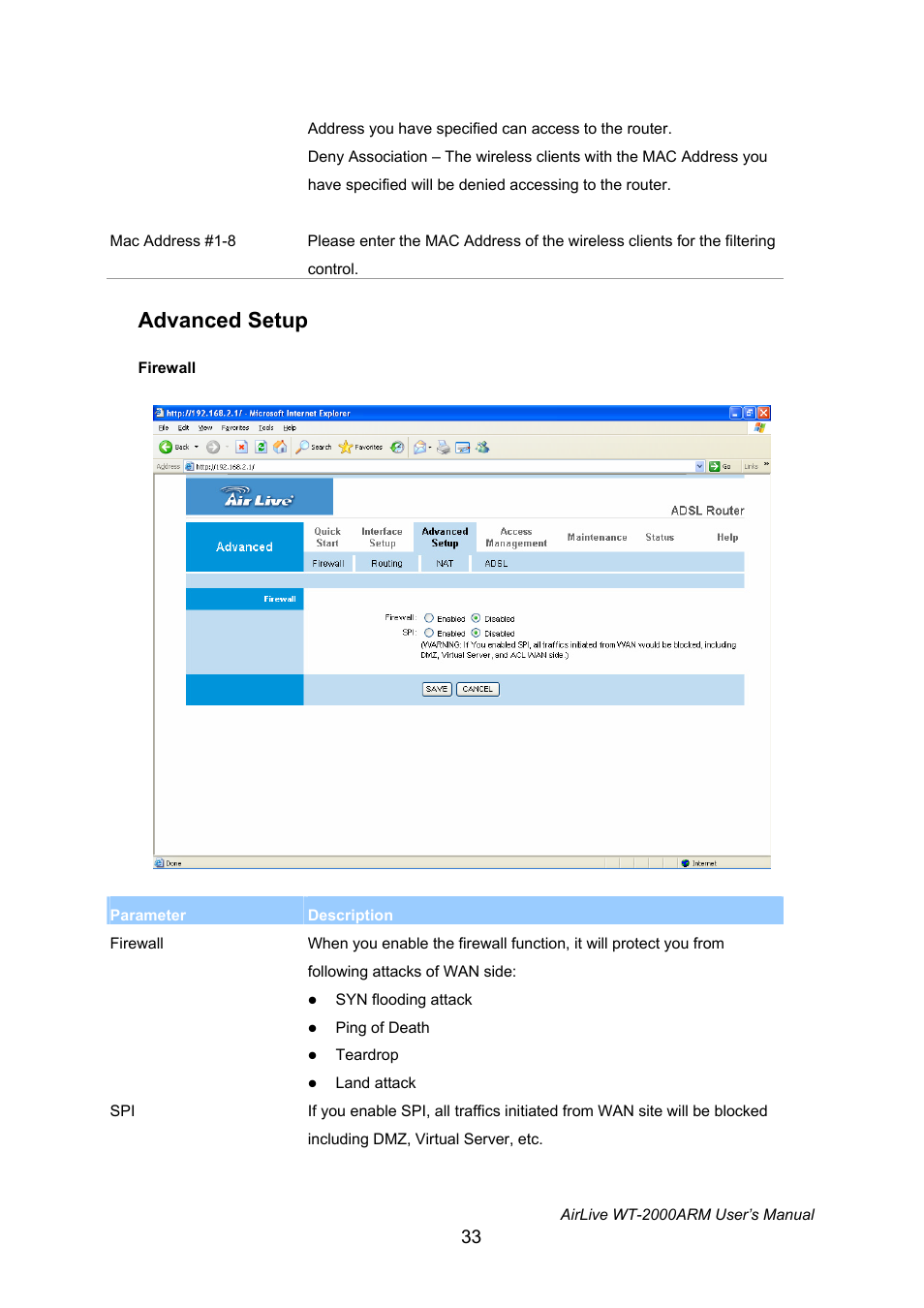 Advanced setup | AirLive WT-2000ARM User Manual | Page 38 / 65