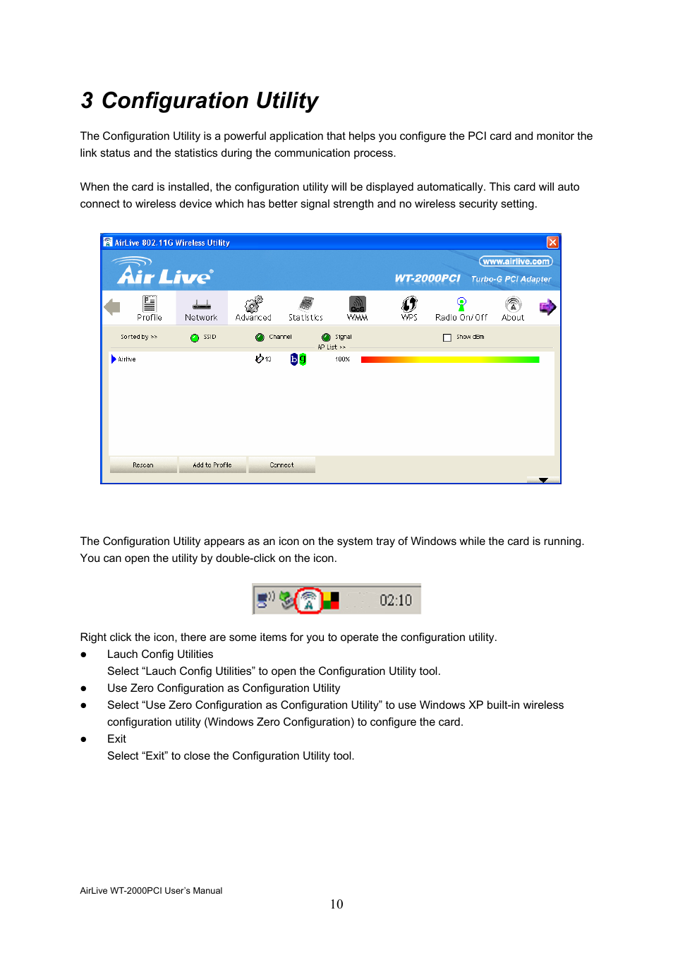 3 configuration utility | AirLive WT-2000PCI User Manual | Page 11 / 35