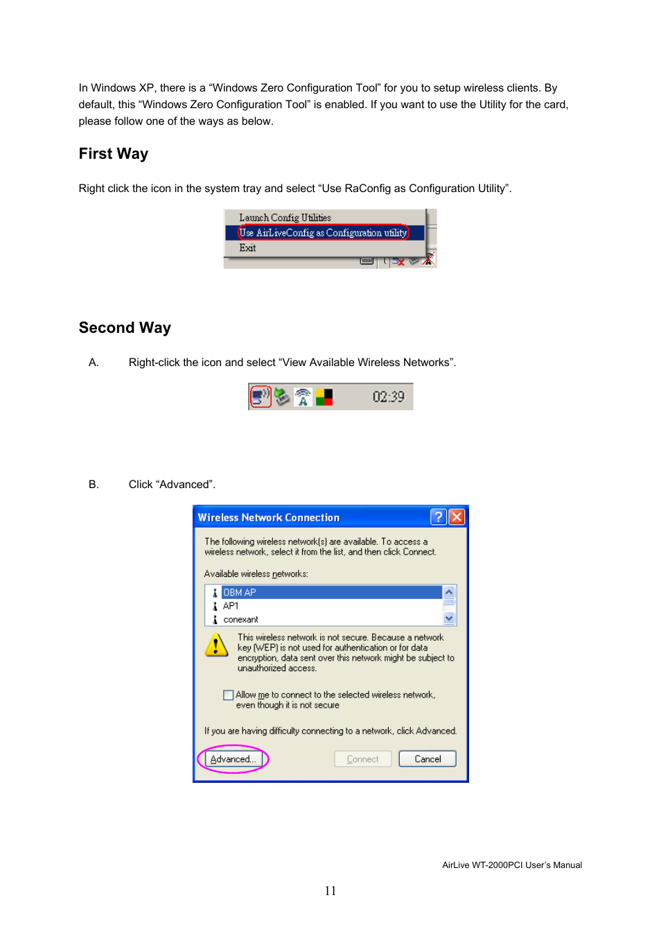 First way, Second way | AirLive WT-2000PCI User Manual | Page 12 / 35