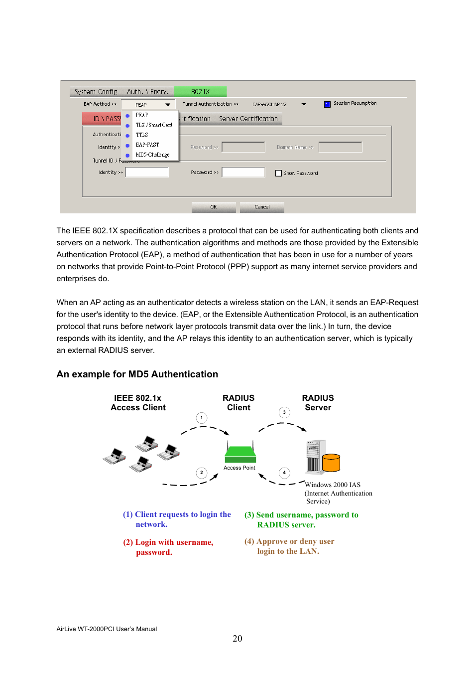 An example for md5 authentication | AirLive WT-2000PCI User Manual | Page 21 / 35