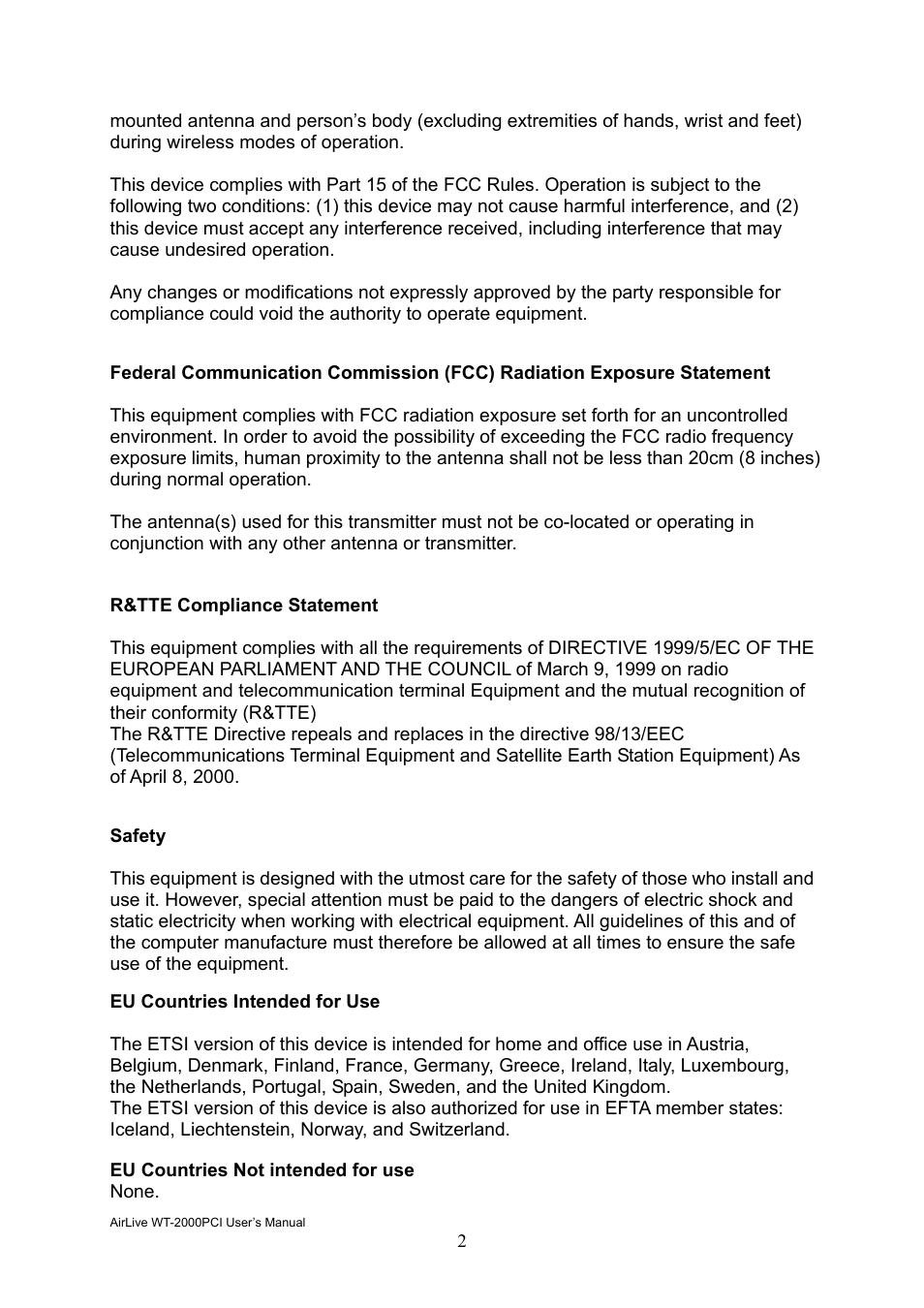 AirLive WT-2000PCI User Manual | Page 3 / 35