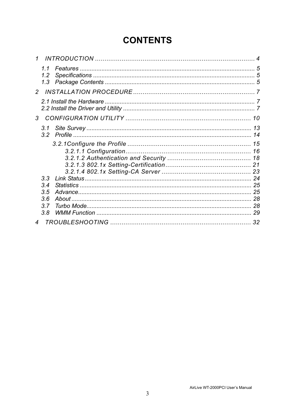 AirLive WT-2000PCI User Manual | Page 4 / 35