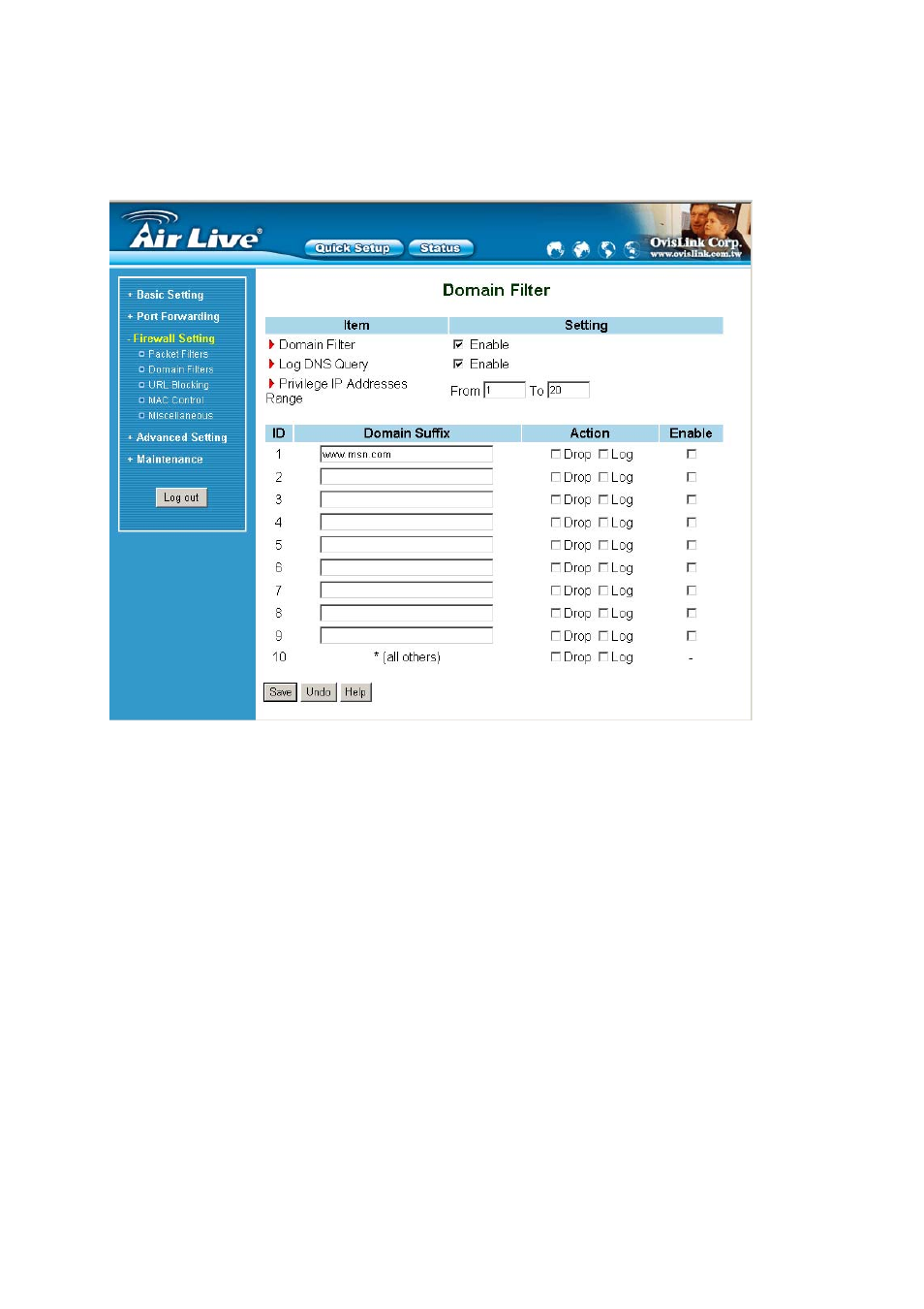 2 domain filter | AirLive WT-2000R User Manual | Page 40 / 99