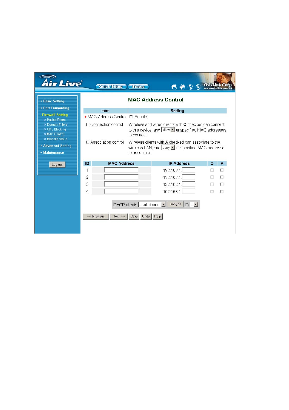 4 mac address control | AirLive WT-2000R User Manual | Page 44 / 99