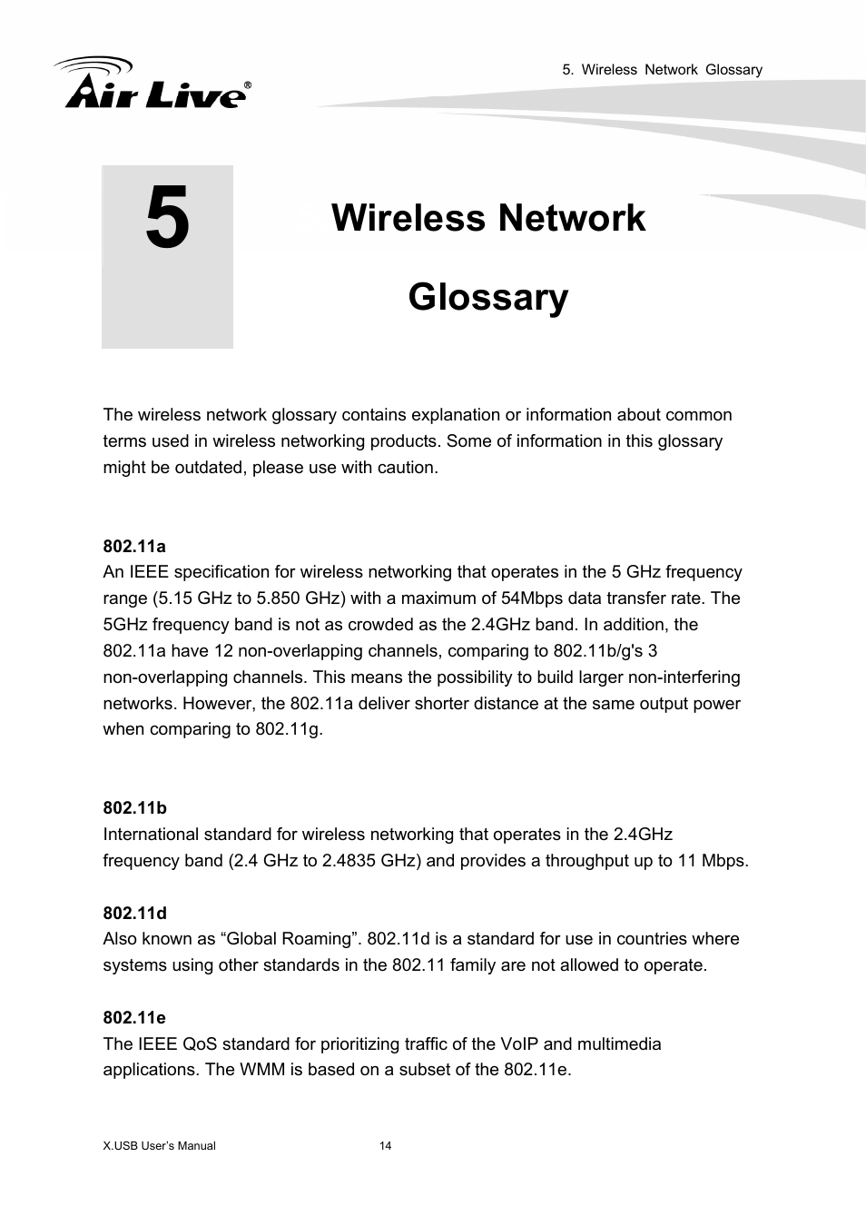 Wireless network glossary | AirLive X.USB User Manual | Page 19 / 36