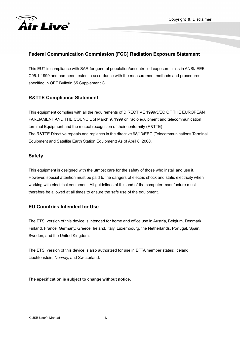 AirLive X.USB User Manual | Page 4 / 36
