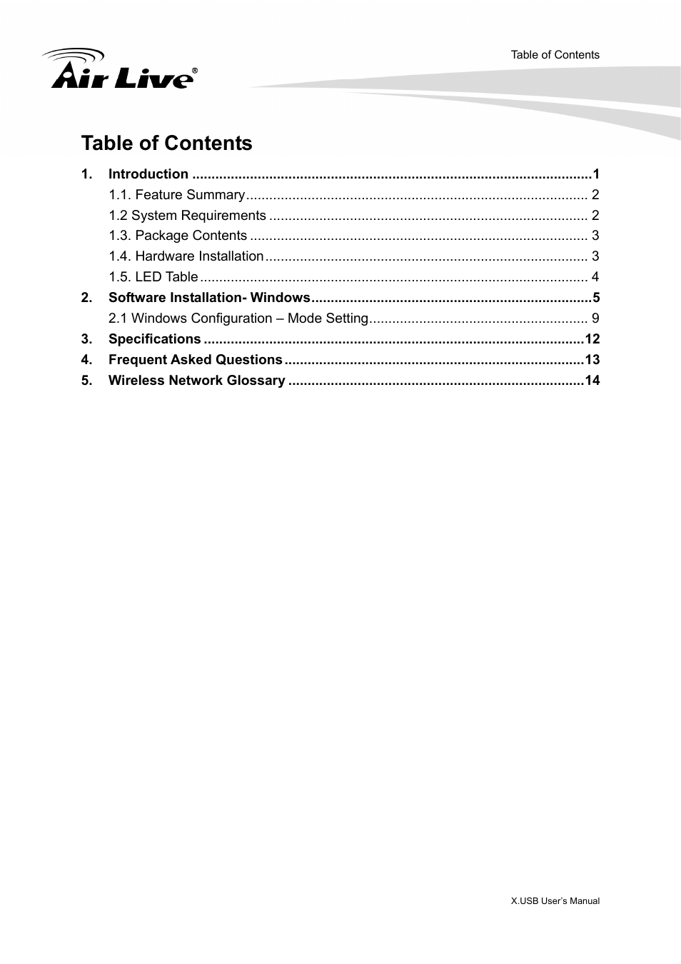 AirLive X.USB User Manual | Page 5 / 36