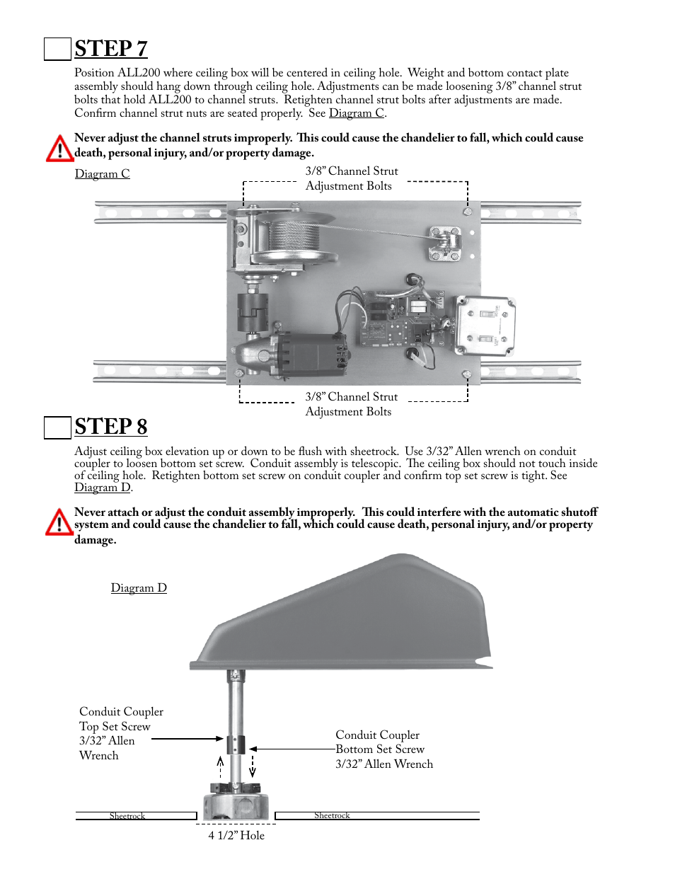 Step 7, Step 8 | Aladdin Light Lift ALL200-CM User Manual | Page 5 / 14