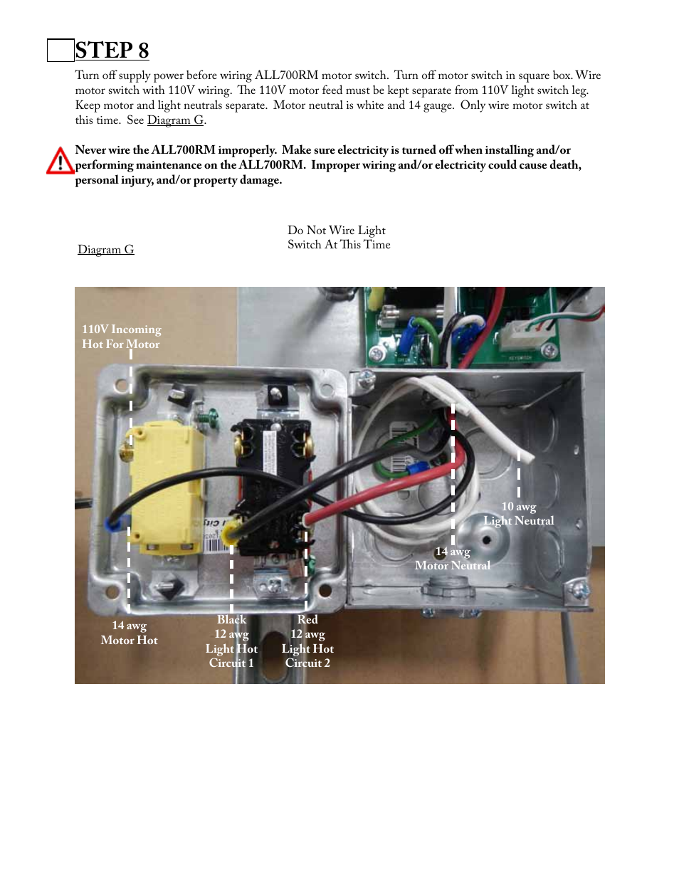 Step 8 | Aladdin Light Lift ALL700RM-CM(Two Circuit Fixtures Only) User Manual | Page 7 / 21