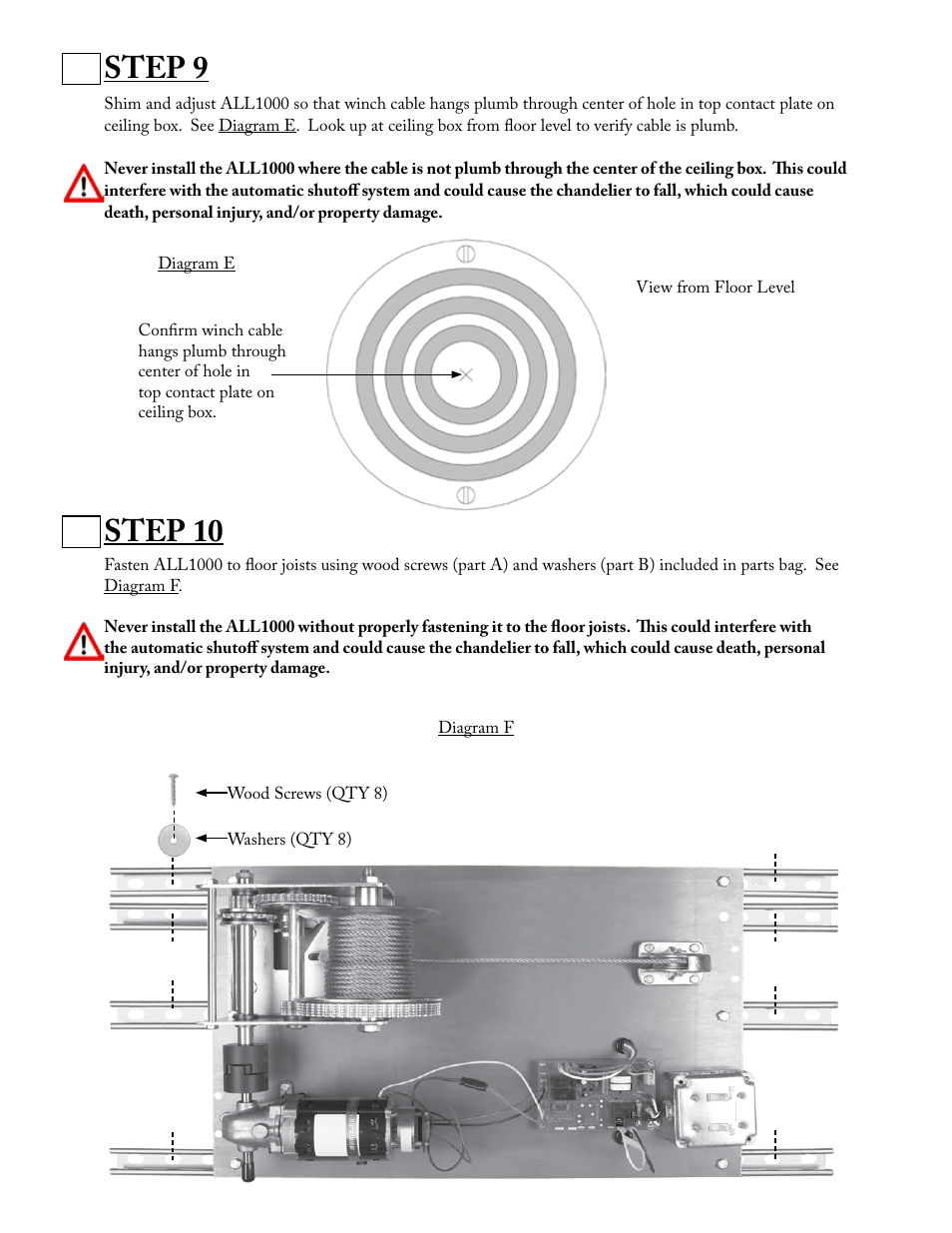 Step 9, Step 10 | Aladdin Light Lift ALL1000-CM User Manual | Page 6 / 14