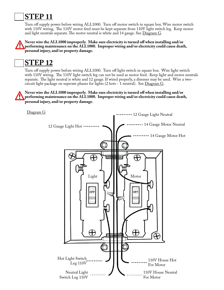 Step 11, Step 12 | Aladdin Light Lift ALL1000-CM User Manual | Page 7 / 14