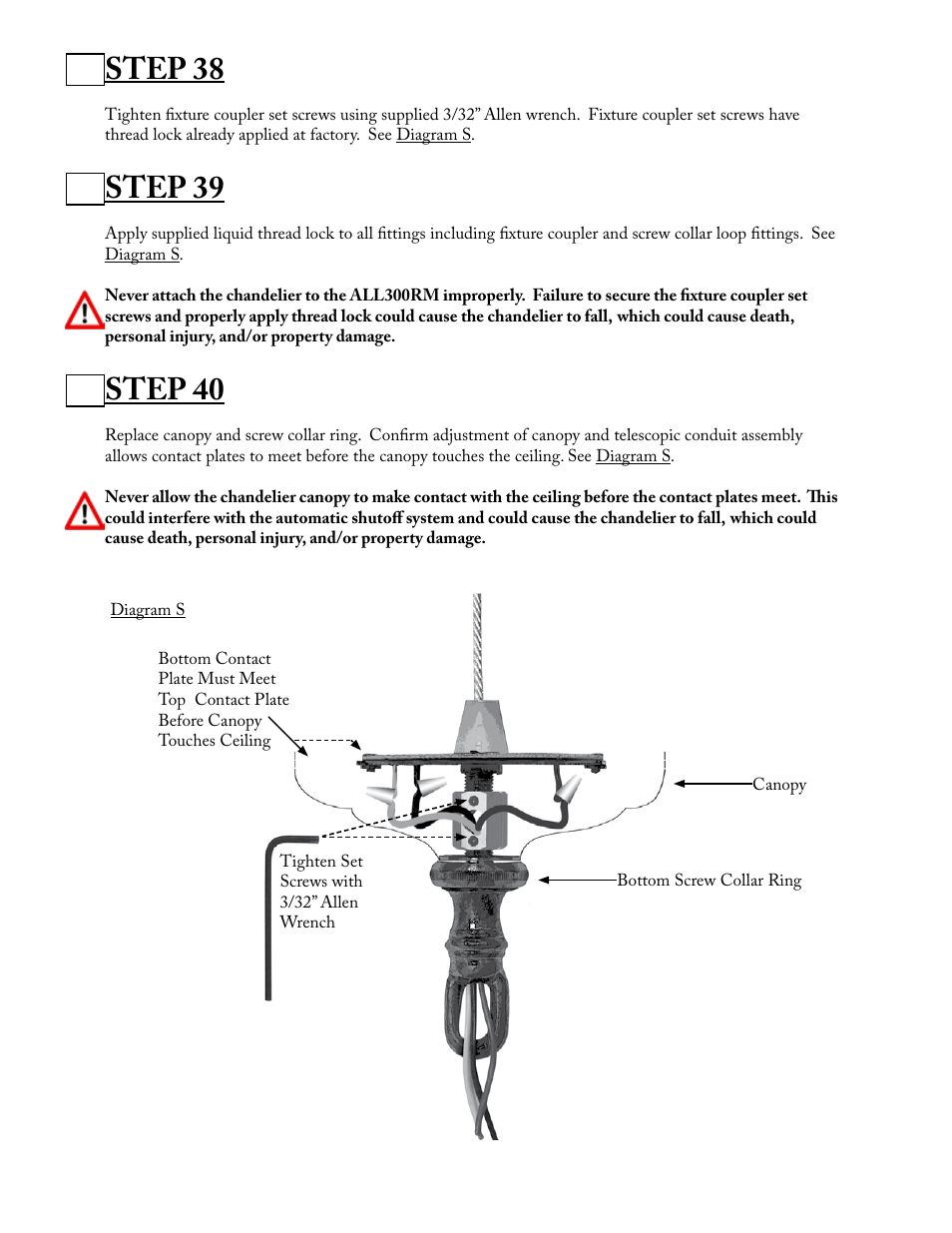 Step 38, Step 39, Step 40 | Aladdin Light Lift ALL300RM-CM User Manual | Page 18 / 22