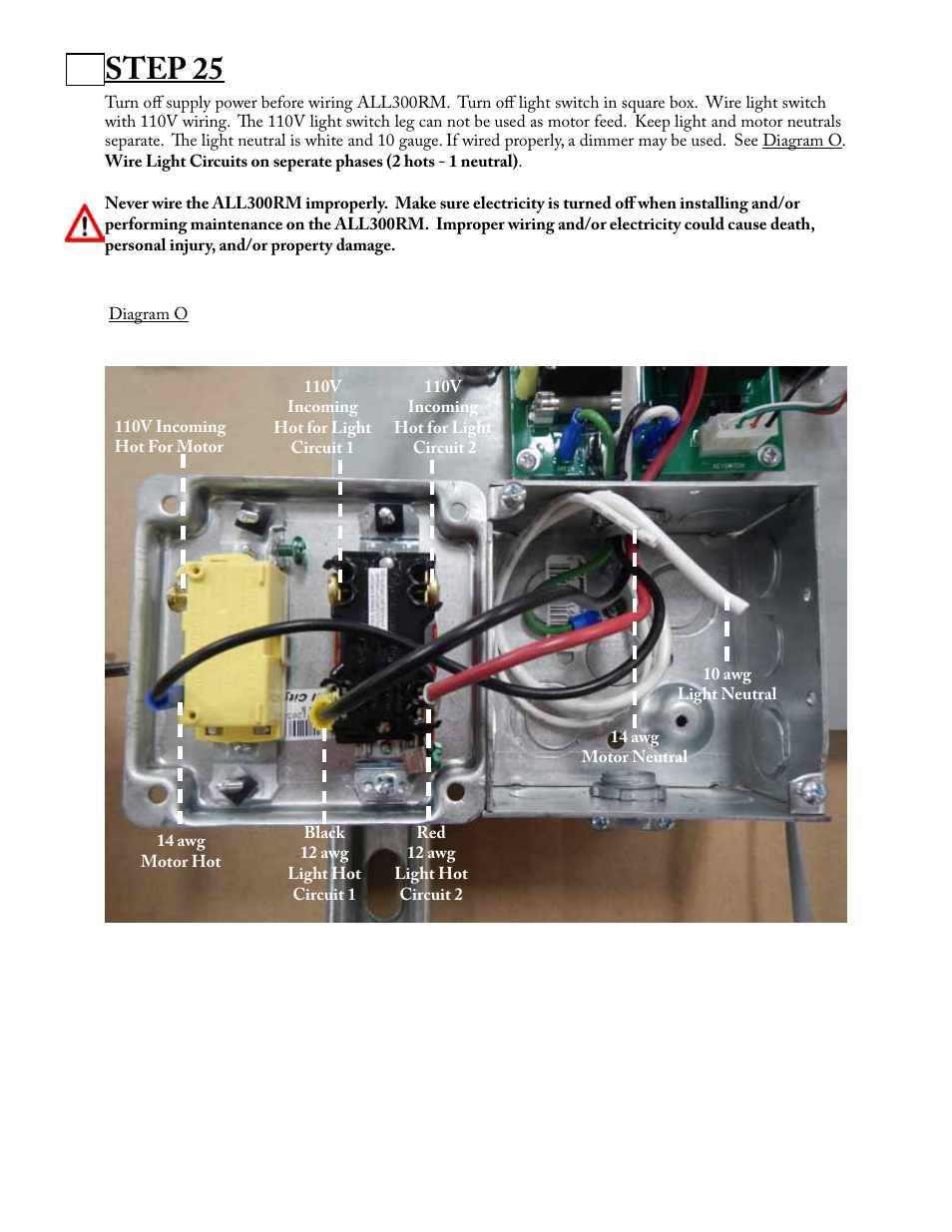Step 25 | Aladdin Light Lift ALL300RM-CM(Two Circuit Fixtures Only) User Manual | Page 14 / 21