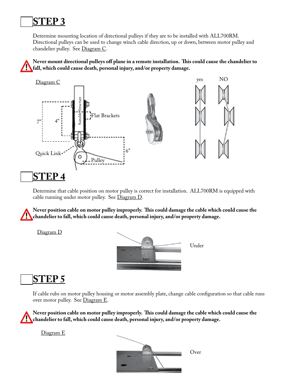 Step 3, Step 4, Step 5 | Aladdin Light Lift ALL700RM-CM User Manual | Page 5 / 22