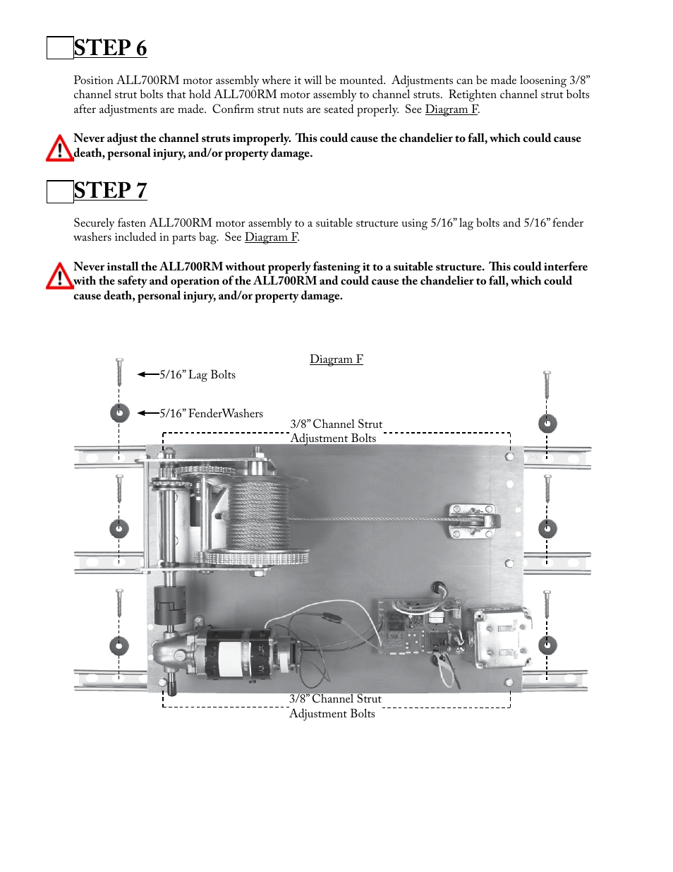 Step 6, Step 7 | Aladdin Light Lift ALL700RM-CM User Manual | Page 6 / 22