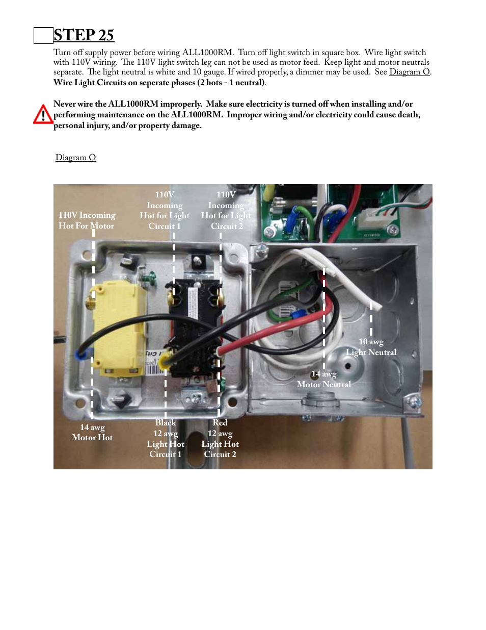 Step 25 | Aladdin Light Lift ALL1000RM-CM(Two Circuit Fixtures Only) User Manual | Page 14 / 21