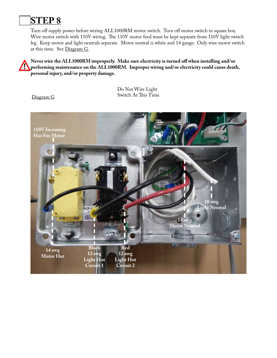 Step 8 | Aladdin Light Lift ALL1000RM-CM(Two Circuit Fixtures Only) User Manual | Page 7 / 21